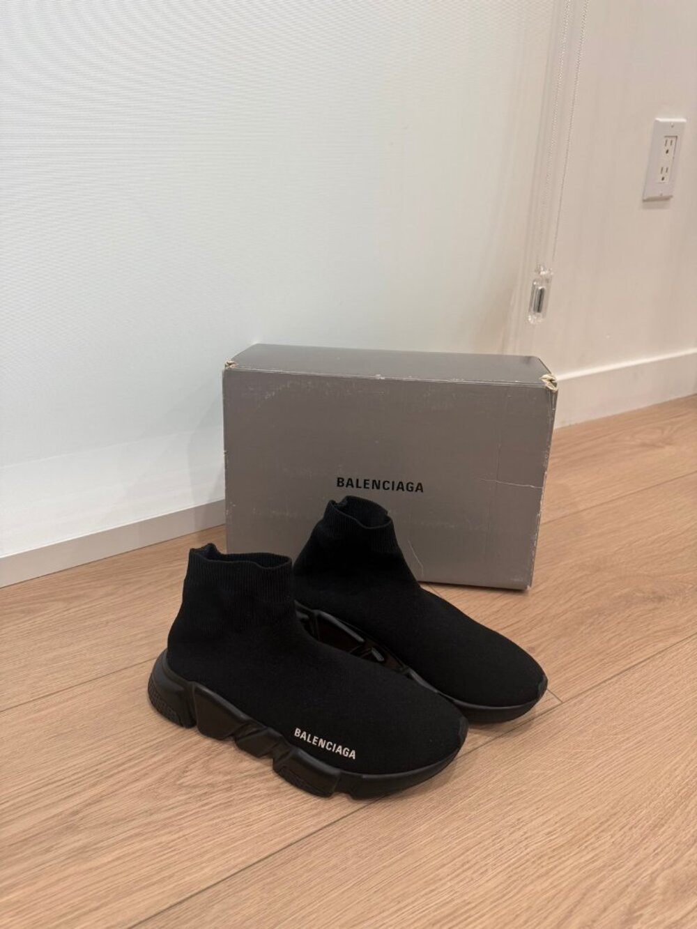 Balenciaga Speed Trainer Black Knit Sock Sneakers 38